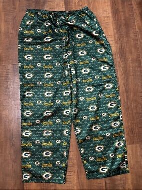 NFL women’s for her Green Bay Packers Green silky pajama pj Sleep Pants size XL